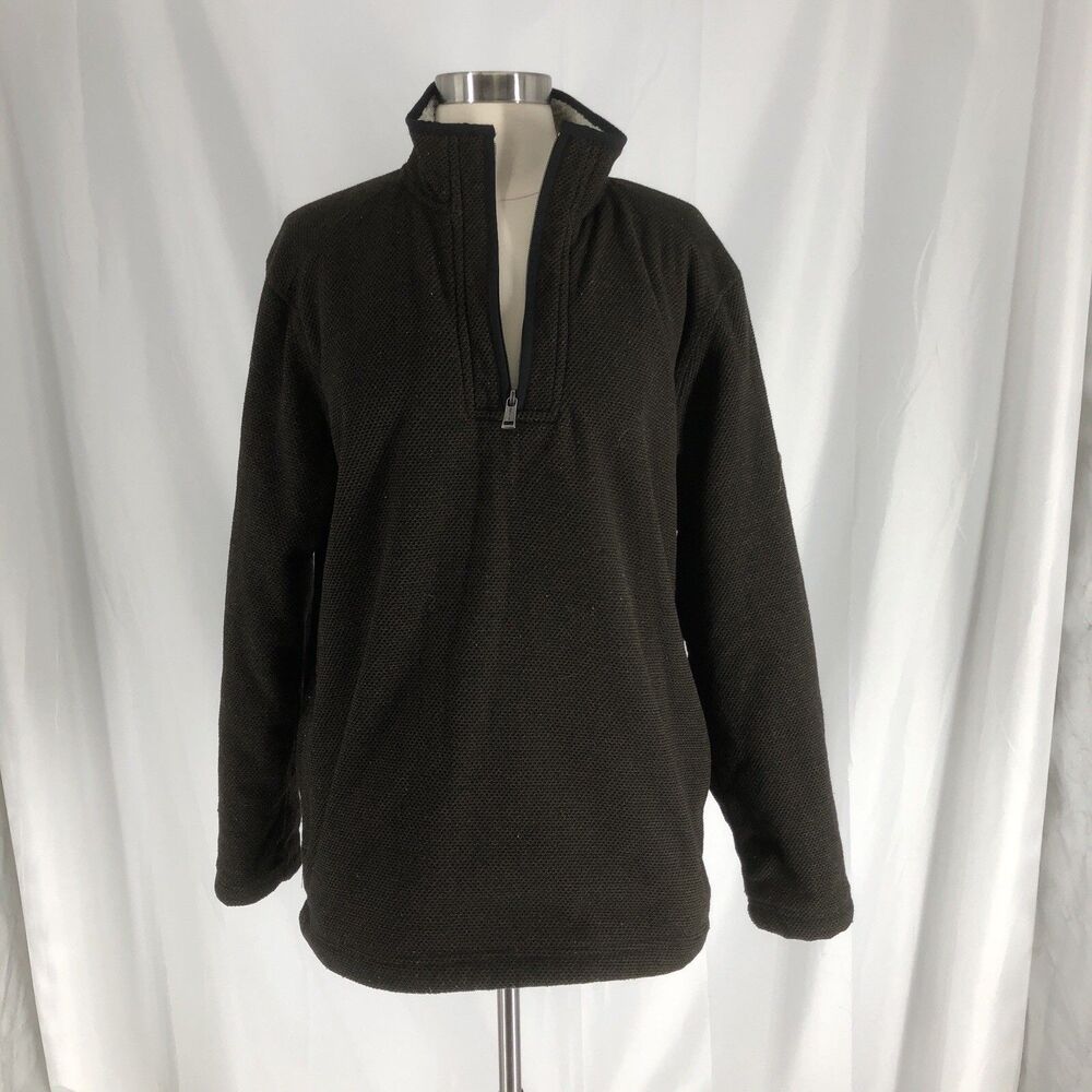 Orvis Sherpa Lined 1/4 Zip Pullover Sweater Mens Snall Gorp Outdoors Brown